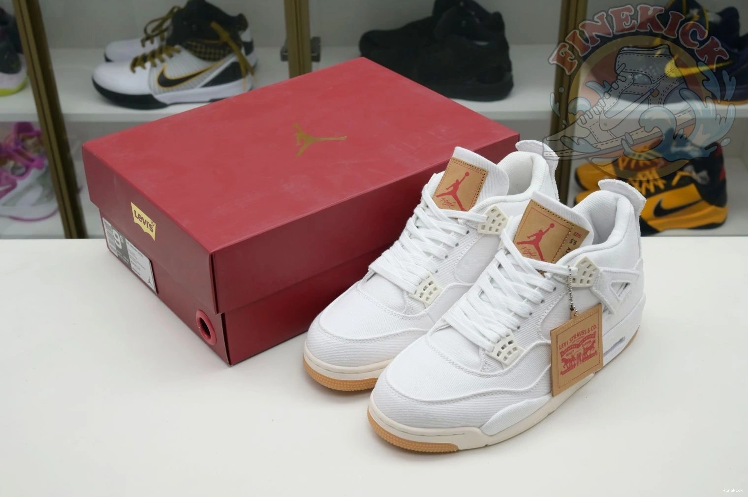 white Jordan Air Jordan tag) 4 levis (levis 0814